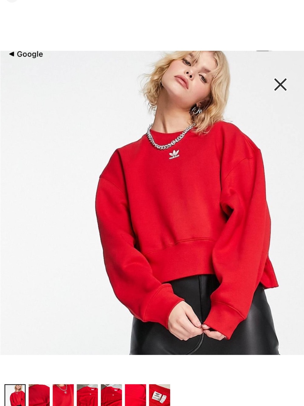 adidas Red Cropped Crew Sweatshirt